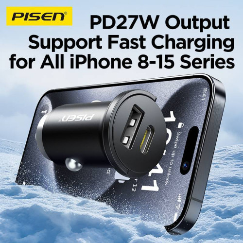 品勝車用充電器PD30W適用蘋果16/15快充隱形汽車點菸器轉換插頭