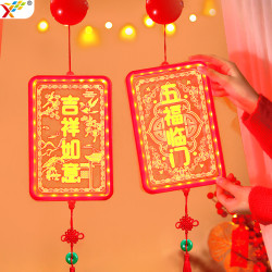 發光立體五福臨門掛件燈2025新年春節蛇年櫥窗場景布置裝飾用品
