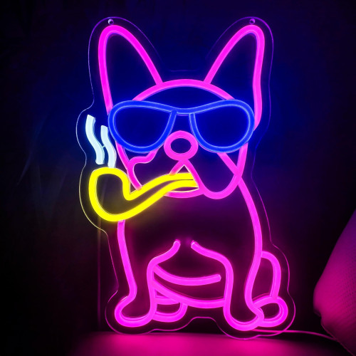 臘腸犬鬭牛犬喝酒貓滑板狗霓虹燈usb供電月亮貓led燈牌