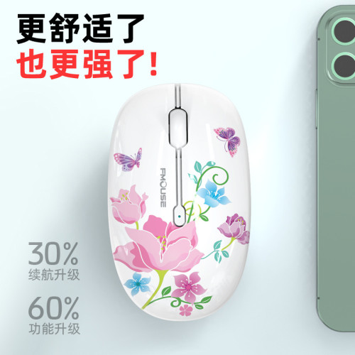 M101筆記型電腦通用滑鼠可愛女生卡通滑鼠靜音藍牙雙模無線滑鼠