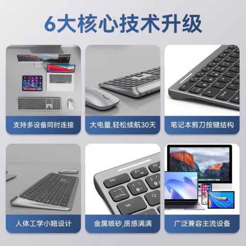 藍牙無線鍵盤滑鼠套裝和筆記型電腦外接辦公靜音充電款人體工學