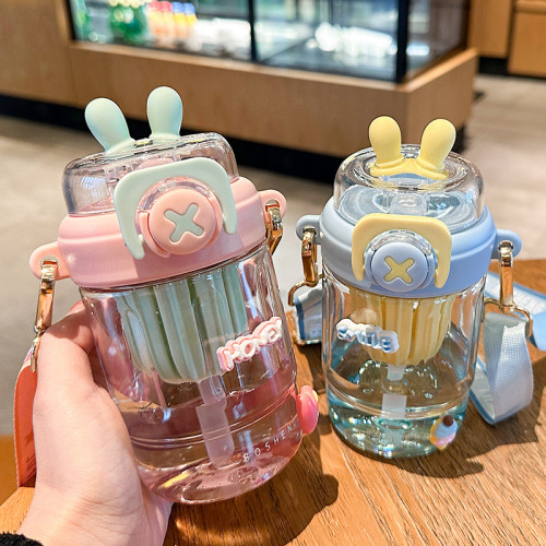 鉑盛水杯女生高顔值吸管杯子可愛萌帶茶隔夏季學生上學水壺可攜式