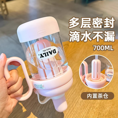 玻璃杯女高顔值大容量茶水分離泡茶杯2025新款辦公室耐高溫吸管杯