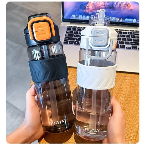 尚泰運動雙飲蓋塑膠水杯 高顔值塑膠杯彈跳蓋可攜式帶提手戶外運動