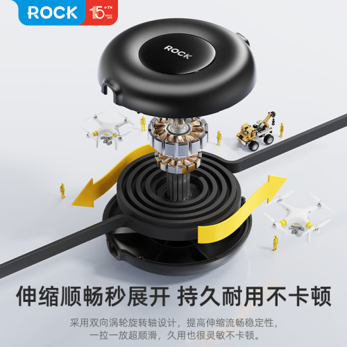 ROCK 充電線USB一拖三隨意拉伸縮數據線適用蘋果華爲小米三星安卓