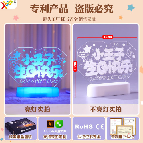 發光小王子生日快樂led彩燈擺件生日氛圍桌面場景裝飾布置小夜燈