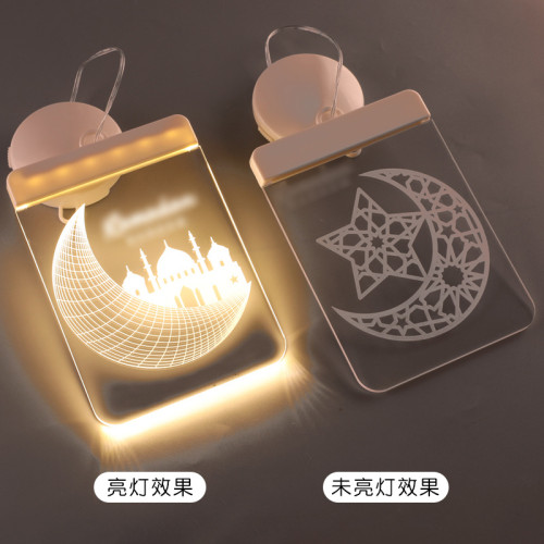 發光3d星星月亮城堡LED彩燈掛件節日桌面氛圍場景裝飾布置掛飾