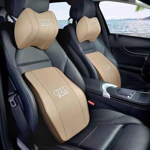 適用於奧迪A3/A4L/A6L/Q2L/Q3L/Q5L汽車護頸枕皮革汽車頭枕腰靠