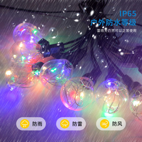 戶外防水G40銅線泡泡氛圍燈串USB插電高亮露營庭院裝飾燈水晶彩燈