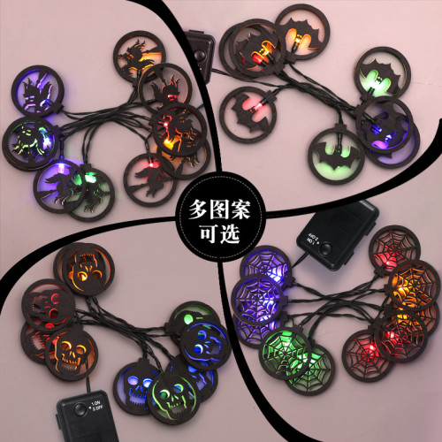 萬聖節發光骷髏頭幽靈led彩燈串鬼節恐怖氛圍派對裝飾布置