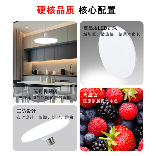 LED燈泡超亮節能室內飛碟燈圓形螺口吸頂燈車間照明家用電