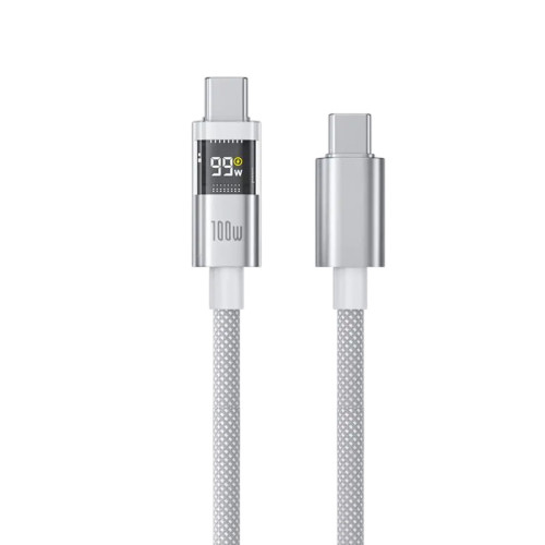 100W超級快充手機數據線智能功率數顯編紗車用快充線5A雙Type-C線