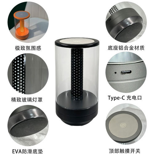 新款觸控氛圍燈充電床頭LED燭光小夜燈 浪漫餐桌戶外露營蠟燭台燈