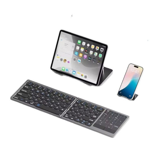 全鍵折曡鍵盤無線藍牙可攜式數字觸控板ipad手機平板筆電滑鼠套裝