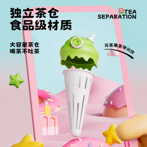 潮流冰激淩水杯兒童學生專用tritan吸管杯子女幼兒園小學生水壺批