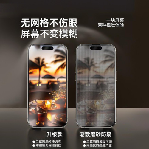 360度磨砂防窺無塵倉適用蘋果15Promax鋼化膜iPhone14Pro手機16