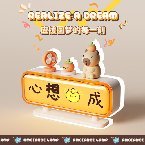 創意USB氛圍小夜燈 閨蜜朋友禮物 顯示屏擺件 辦公桌助威小夜燈