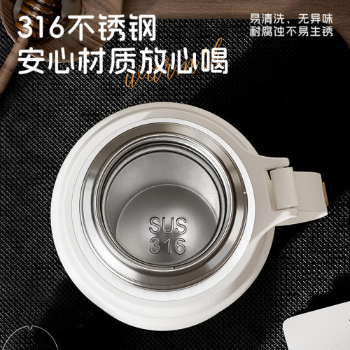 316不鏽鋼保溫杯大容量男女款2024新款獨立茶倉帶杯蓋可手拎水杯