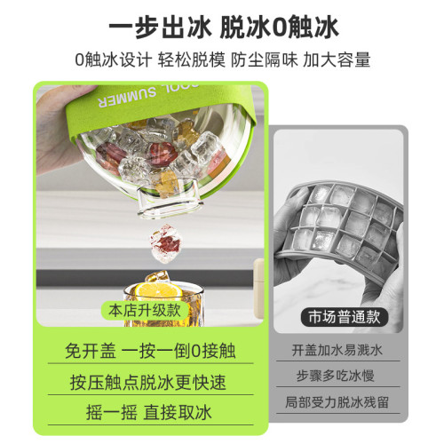 冰塊模具按壓式冰格水壺家用食品級冰箱製冰模具凍冰塊膜具儲冰盒
