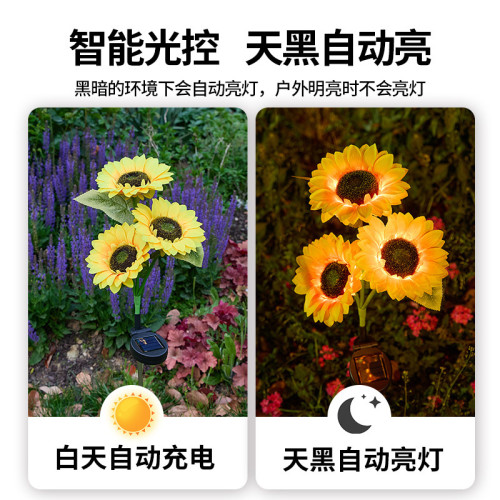 LED太陽能燈串向日葵地插燈戶外庭院景觀燈裝飾燈地插草坪燈彩燈