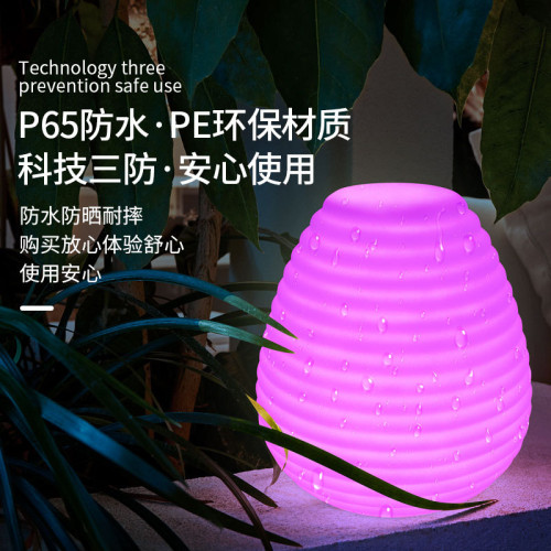 led發光蜂窩螺紋燈手提小夜燈爆款露營簡約時尚創意遙控燈籠