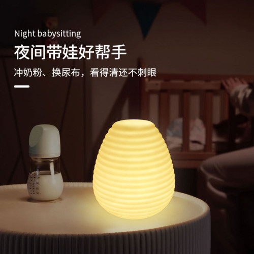 led發光蜂窩螺紋燈手提小夜燈爆款露營簡約時尚創意遙控燈籠