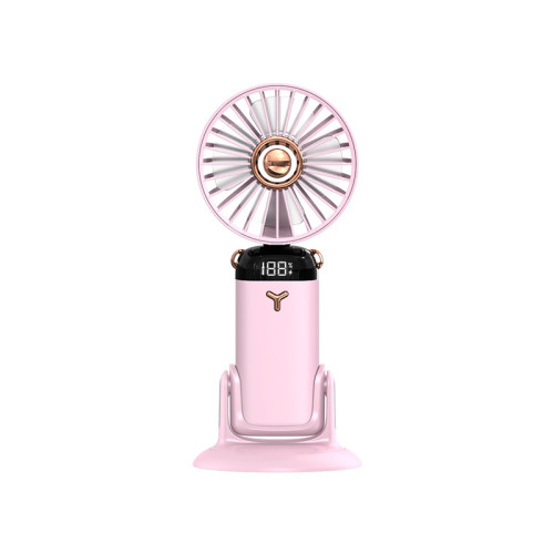 智能數顯手持風扇USB充電大風力超長續航折曡旋轉桌面支架小風扇