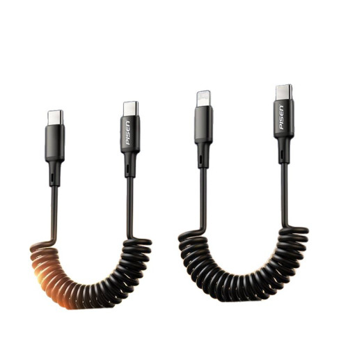 品勝彈簧數據線Lightning快充適用蘋果8-1214promax13車用彈簧線
