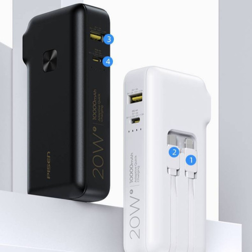 品勝行動電源充電寶自帶插頭快充PD22.5Wpd自帶雙線1萬安培禮品