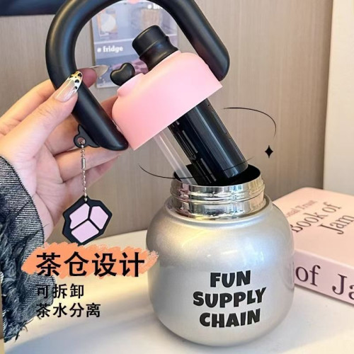 拎拎壺真空雙飲口保溫壺水杯高顔值大容量吸管可攜式女生噸噸保溫杯