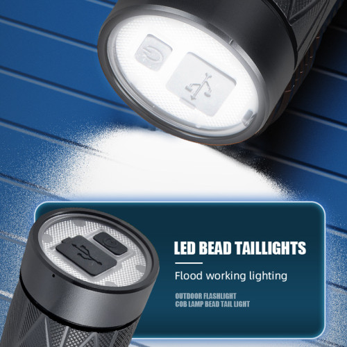 強光手電鋁合金變焦點火超高續航尾部帶LED戶外強光手電筒