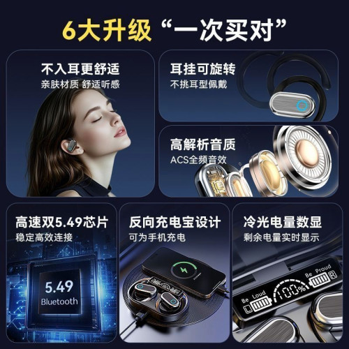 充電寶款2025新款無線藍牙耳機X95掛耳式不入耳高音質長續航