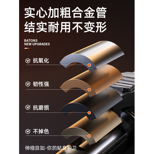 自動彈簧甩棍合法車用破窗防身器甩棒實心三節棍伸縮棍狗打棒自衛