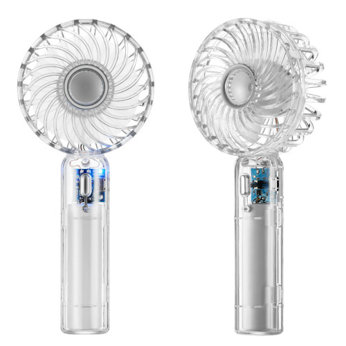 高級透明手持小風扇靜音USB充電迷你可攜式大風力禮品小風扇