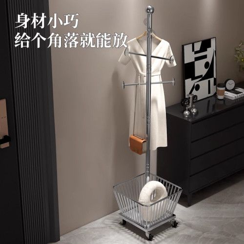 可移動落地衣帽架金屬家用臥室房間掛衣架床對收納置物架掛包包架