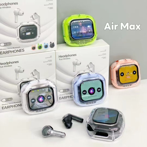爆款彩色螢幕藍牙耳機 Air Max全透明款數顯多功能續航電腦耳機