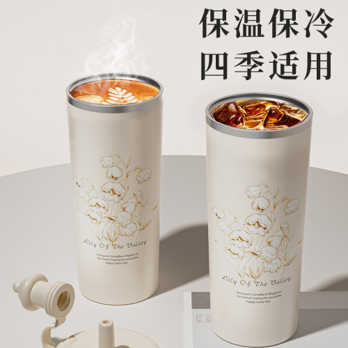 保溫杯咖啡杯女生高顔值水杯大容量吸管杯子生日禮物2025新款杯子