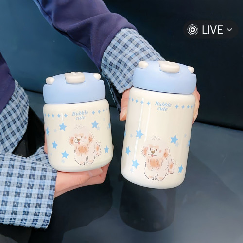 洛可卡皮巴拉保溫杯304不鏽鋼伴手禮女生吸管杯卡通可攜式小巧水杯