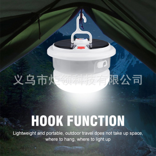 新款太陽能露營燈可攜式帳篷氛圍燈USB充電多功能燈串野營燈