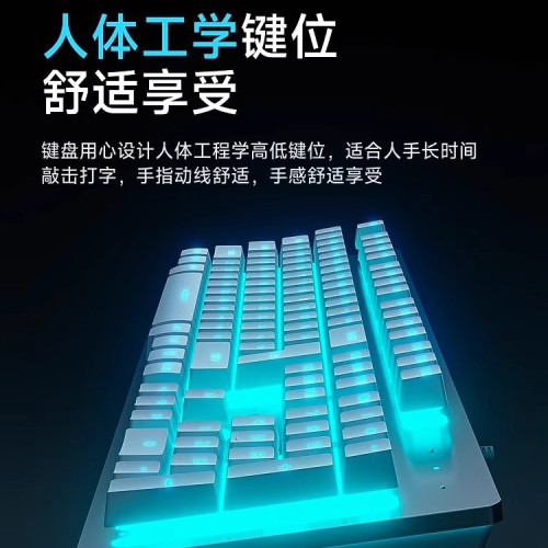 鍵盤滑鼠套裝機械桌上型電腦通用電競遊戯專用茶軸筆記型電腦有線款