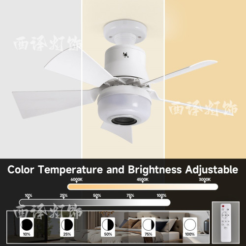 新款RGB藍牙音響風扇燈e27螺口led吊扇燈扇葉可拆卸臥室客廳吸頂
