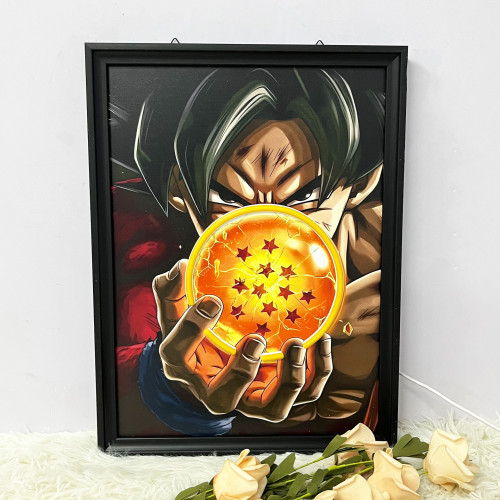led酒吧掛畫龍珠裝飾壁畫霓虹燈臥室電競房賽博龐克發光畫框