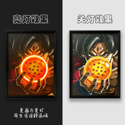 led酒吧掛畫龍珠裝飾壁畫霓虹燈臥室電競房賽博龐克發光畫框