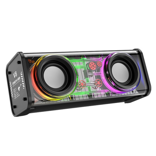 V8機甲藍牙音箱小鋼砲戶外大音量重低音砲家用氛圍燈桌面迷你音響