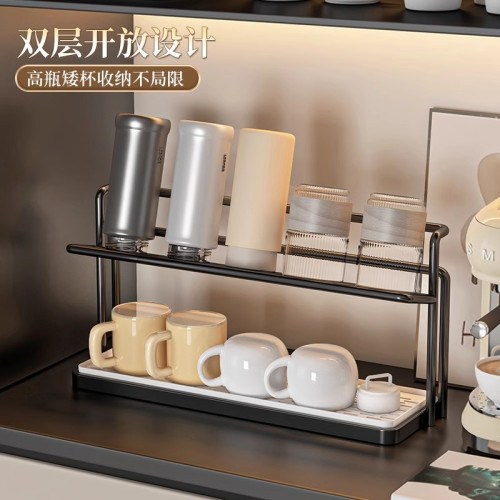 雙層杯架鐵藝瀝水托盤架台面玻璃杯子茶杯咖啡水杯多層收納置物架