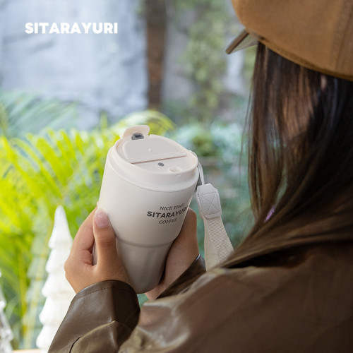 高顔值保溫杯女生不鏽鋼保冷咖啡杯隨行水杯可攜式直飲杯辦公室杯子