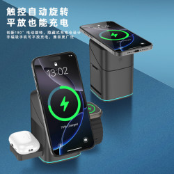 qi2觸控旋轉手機磁吸無線充電器三合一多功能手錶無線充支架