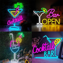 雞尾酒霓虹燈酒吧裝飾發光字亞克力cocktail字母造型燈