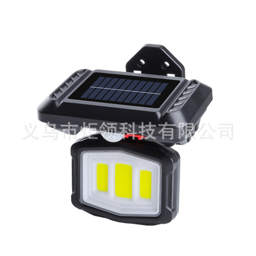 新款太陽一體式壁燈能三頭可折曡人體感應庭院燈tpc 雙充電花園燈