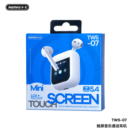 Remax新款半入耳式觸控螢幕藍牙耳機帶顯示屏TWS無線耳機音樂通話耳機